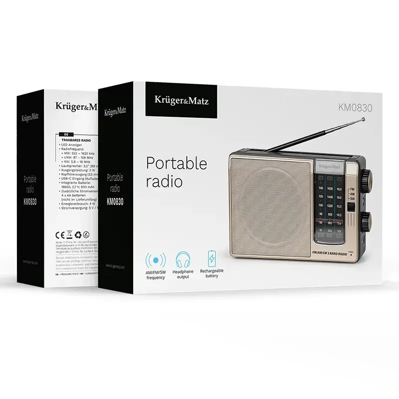 Radio portabil analog AM /FM /SW 3W 205x63.2x130mm Kruger&atz KM0830 - imagine 4