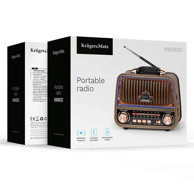 Radio portabil analog AM /FM /SW 5W 185x77.5x150mm Kruger&atz KM0833 - imagine 5