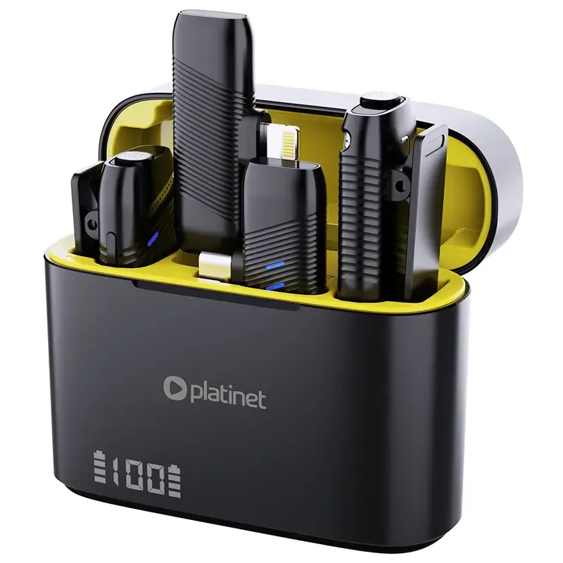 Set lavaliera microfon 2in1 wireless 2.4GHz 25m Plug & Play Android /iOS Platinet PLMM30