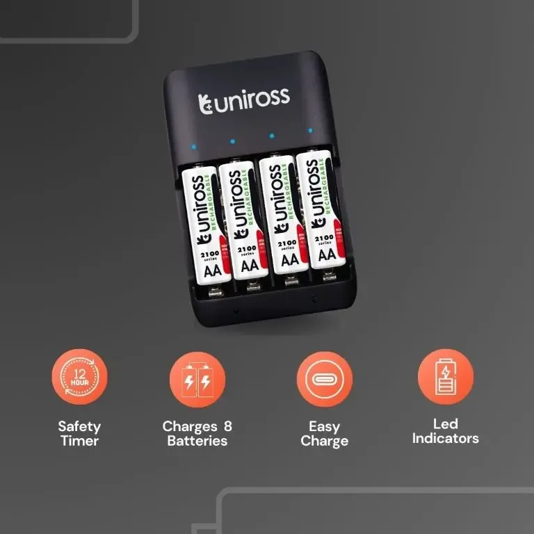 Incarcator Ni-MH AA /AAA /9V Uniross UCU009A + 4x AA 2100mAh - imagine 2
