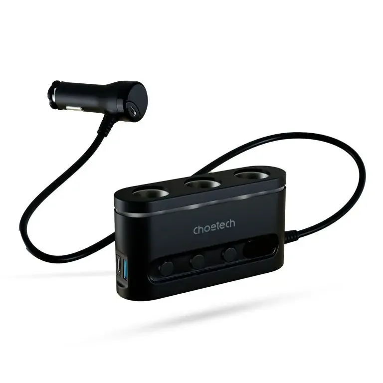 Multiplicator bricheta auto Choetech TC0021 3 iesiri 2x USB-C PD 30W 1x USB A QC3.0 18W - imagine 2