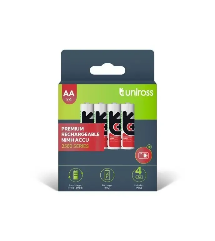 Set 4buc acumulatori NiMH Uniross UH4AA2500 R6 AA 2500mAh