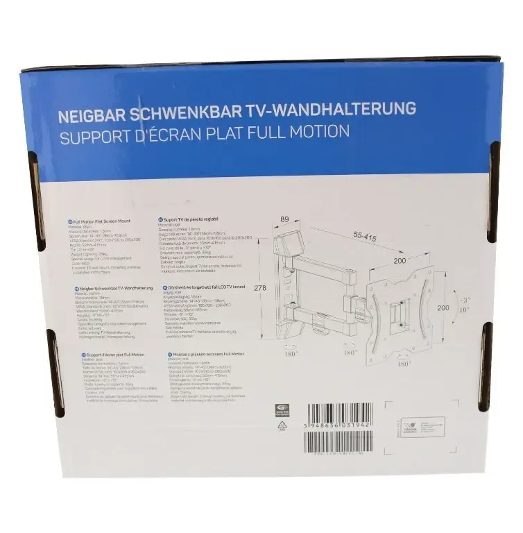 Suport TV LCD de perete 13"-43" reglabil 3 brate Well TVS-LCD-SW343-WL - imagine 4