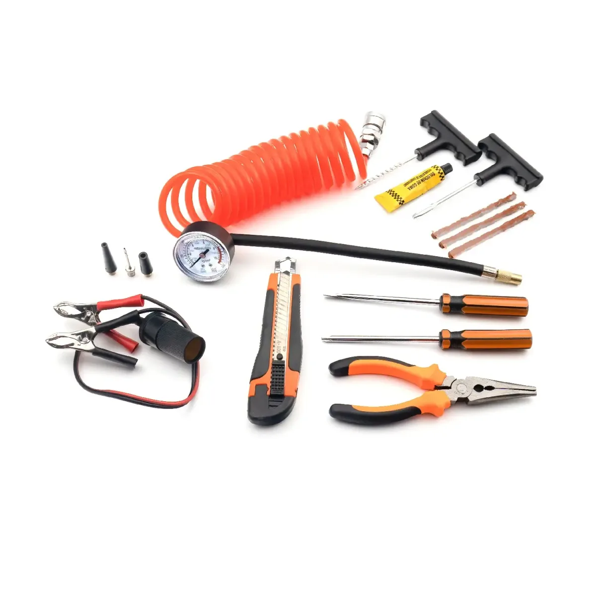 Compresor auto 12V Carguard COM002 Heavy-Duty dublu cilindru 50L/min 150PSI LED +kit reparatie anvelope - imagine 2