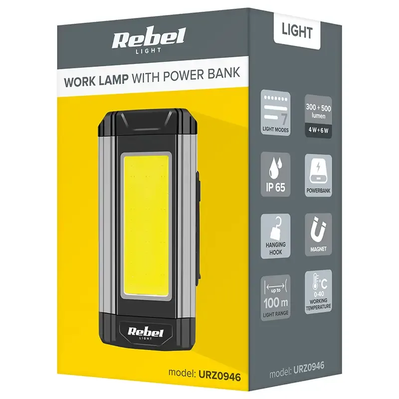 Lanterna atelier LED Rebel URZ0946 COB 6W power bank IP65 carlig magnetic - imagine 7