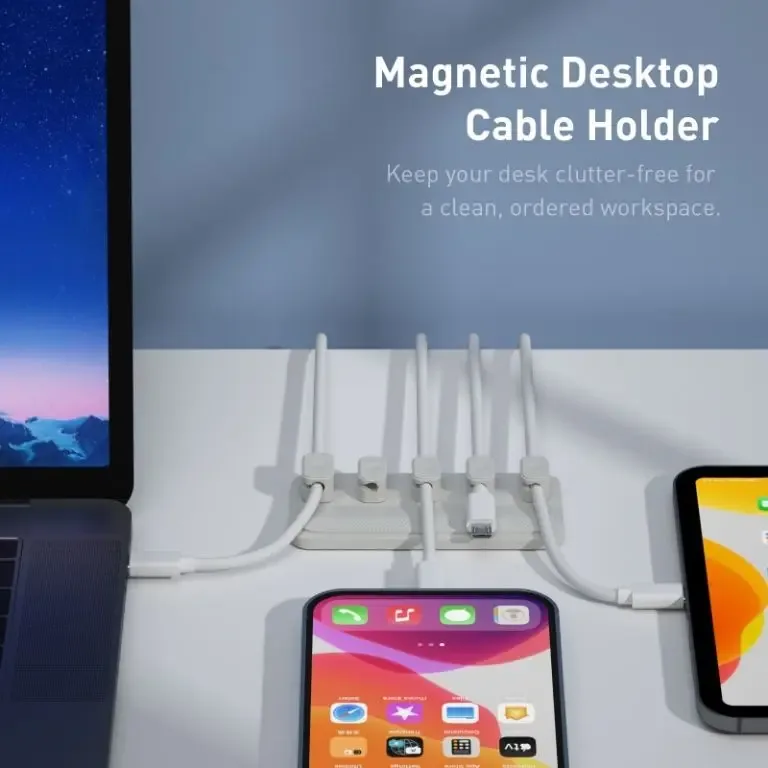 Set organizator de cabluri Well magnetic pentru 5 cabluri gri ORG-CABLE-M0305GY-WL - imagine 4
