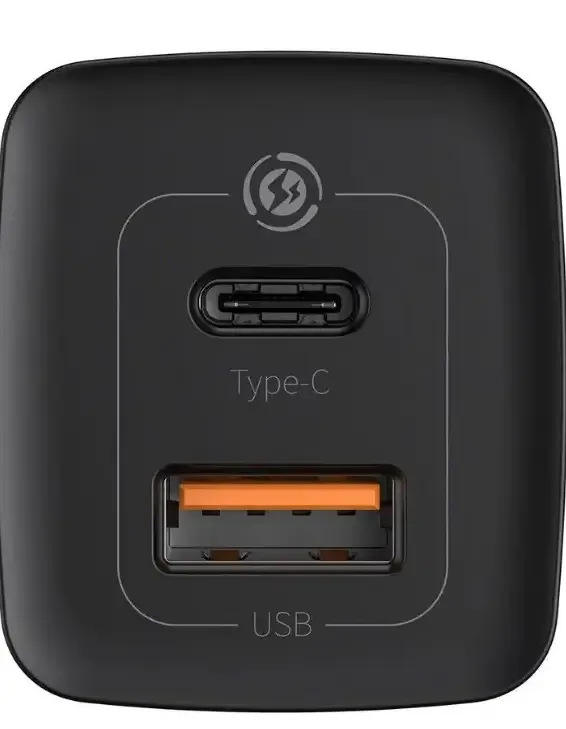 Incarcator retea Baseus GaN2 Lite Quick Charge 65W 1x USB 5V/3A 1x USB Type-C 5V/3A negru CCGAN2L-B01