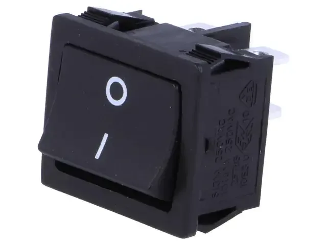 Comutator cu retinere 2 pozitii ON-OFF 6A /250VAC 22x19.6 mm negru SCI R13-33A-02-BB-2D