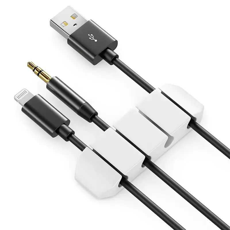 Set 5 organizatoare cabluri cu adeziv albe MK5539 deleyCON - imagine 2
