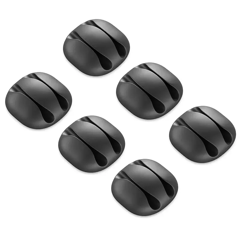 Set 6 organizatoare cabluri cu adeziv negre MK5541 deleyCON
