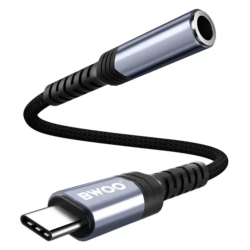 Adaptor audio USB-C tata - JACK 3.5 mm mama 10cm negru BWOO BO-BZ47 - imagine 4