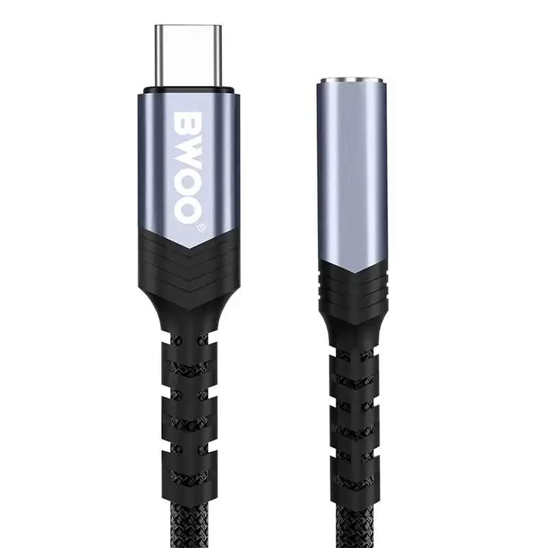 Adaptor audio USB-C tata - JACK 3.5 mm mama 10cm negru BWOO BO-BZ47 - imagine 3