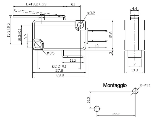 Switch diverter 16A 250V 3 pini faston 4.8mm GBC 24.2863.06 - imagine 2