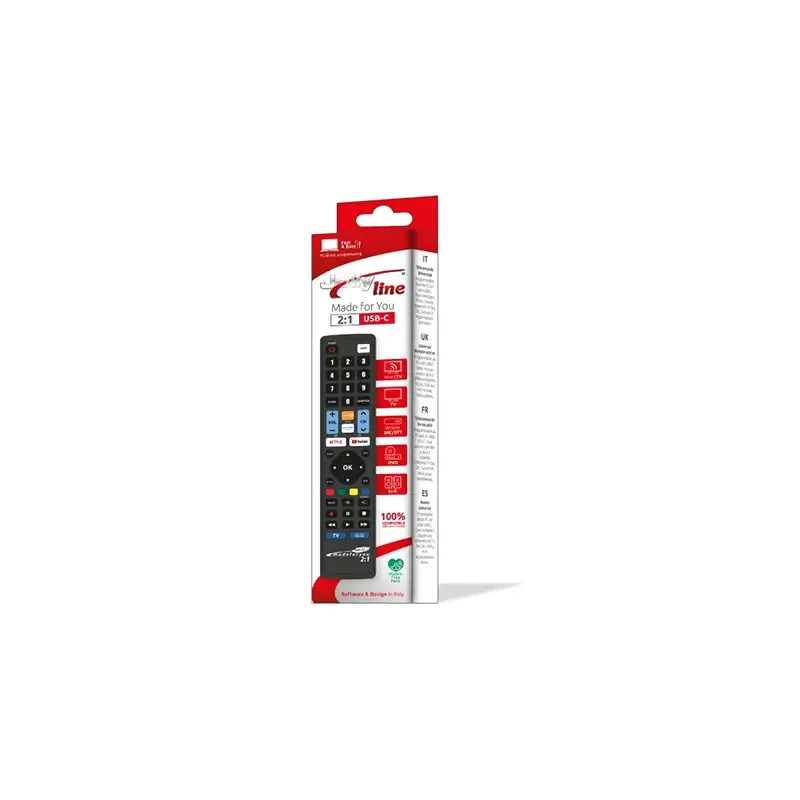 Telecomanda Universala 2:1 MadeForYou programabila prin cablu USB-C pentru TV /SAT /Pay TV /DTT /DVD /VCR /HI-FI /PS2 /Xbox 1770