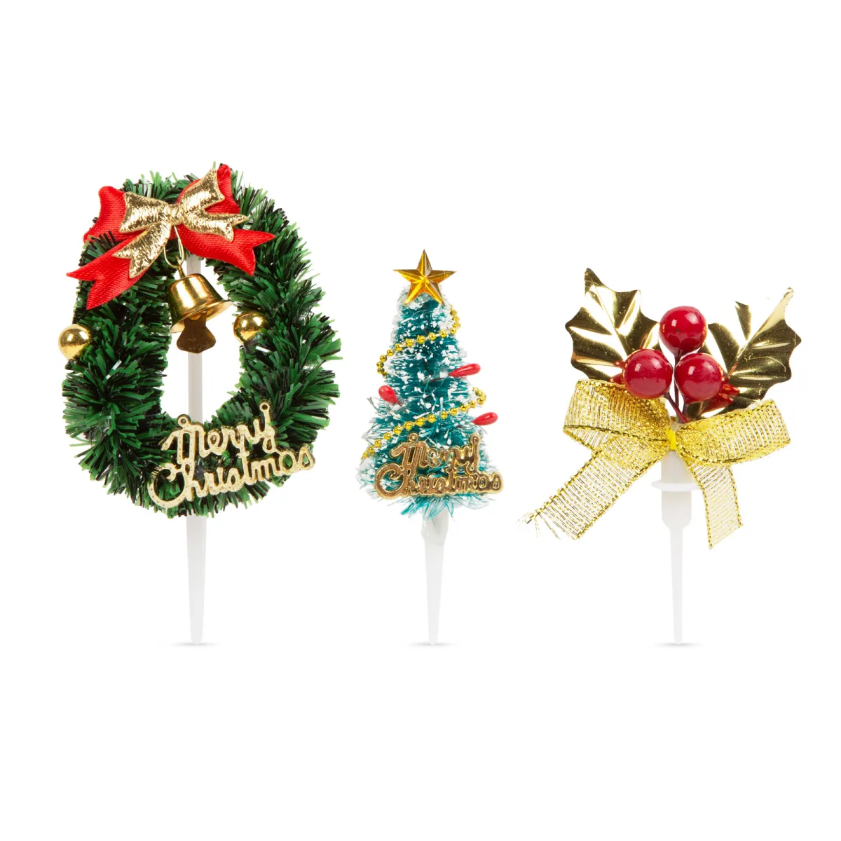 Decor tort Craciun 3D, 10 cm, set 3 buc - imagine 5