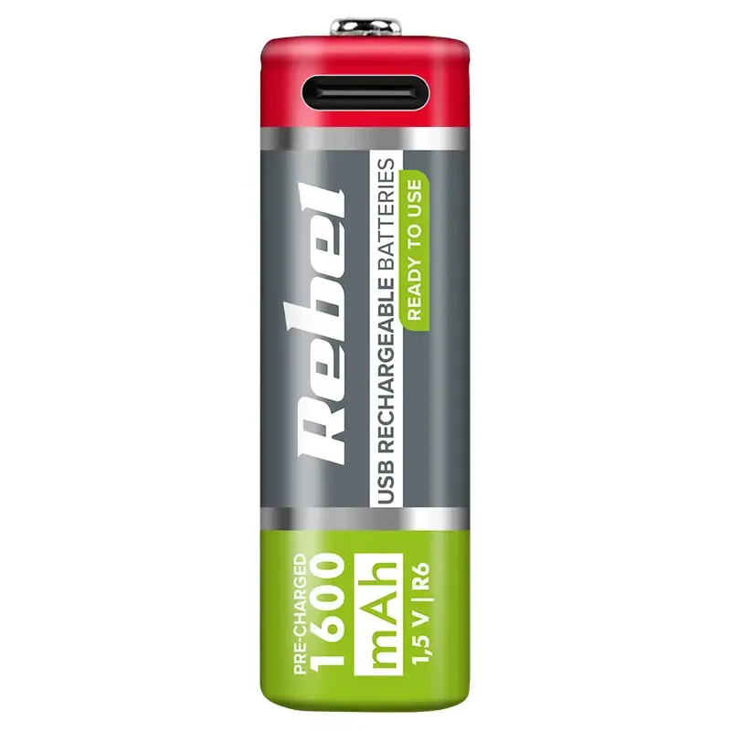 Set 2 acumulatori Rebel LI-I0N AA R6 1600mAh 1.5V USB-C BAT2014 - imagine 2