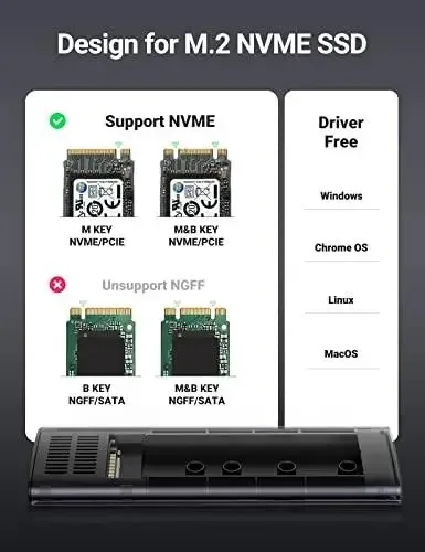 RACK extern Ugreen CM400 10902 SSD M.2 NVMe/PCIE compatibile cu form factor 2280 /2260 /2242 /2230 cablu 50cm USB-C tata-tata - imagine 5