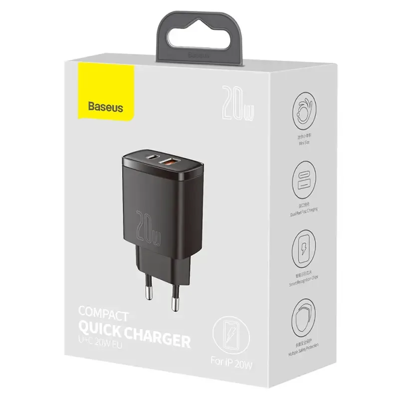 Incarcator retea QC3.0 20W BASEUS CCXJ-B01 USB-C + USB-A - imagine 3