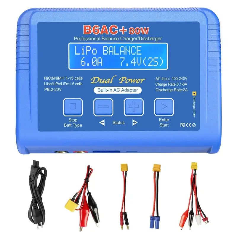 Incarcator inteligent cu procesor B6AC+ 80W multifunctional NiCd NiMH LiIon LiPo LiFe Professional Balance Charger/Discharger E6