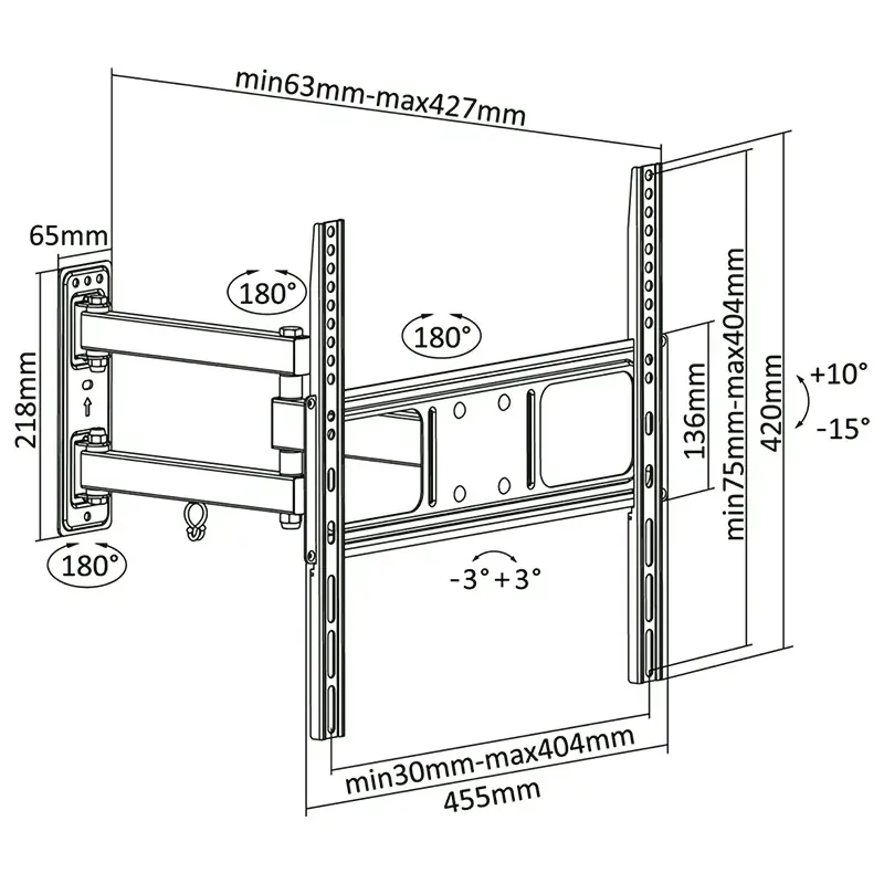 Suport TV de perete Cabletech UCH0204 pentru 32-55 inch 35Kg - imagine 6