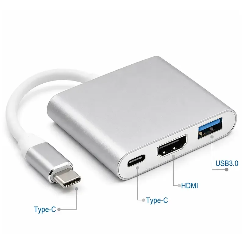 Hub 3IN1 USB-C - 1x HDMI 4K30Hz + 1x USB-A 3.2 + 1xUSB-C PD 100W Platinet PMH01