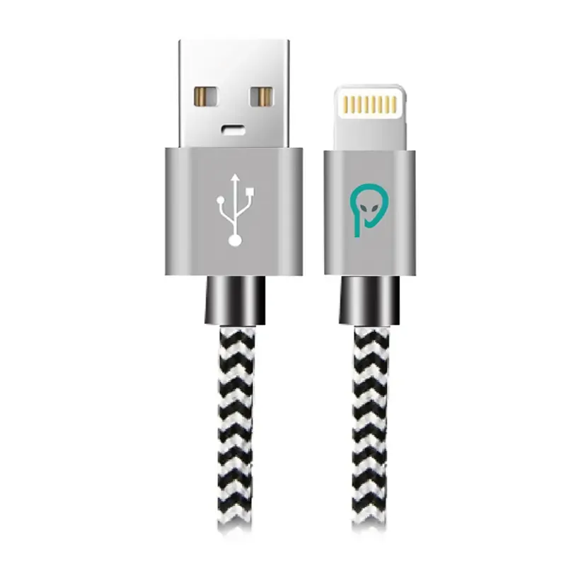 Cablu alimentare Premium SPACER USB2.0-Lightning Apple 1.8m 2.1A Fast charging alb/negru SPDC-LIGHT-BRD-ZBR1.8