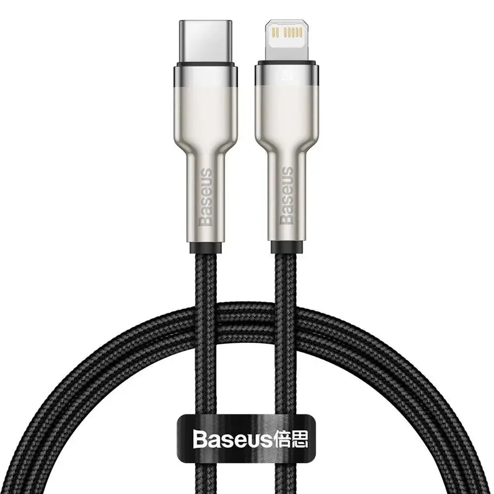 Cablul Baseus CATLJK-01 USB-C - Lightning 25cm 20W negru nailon +suport Apple PD /Date