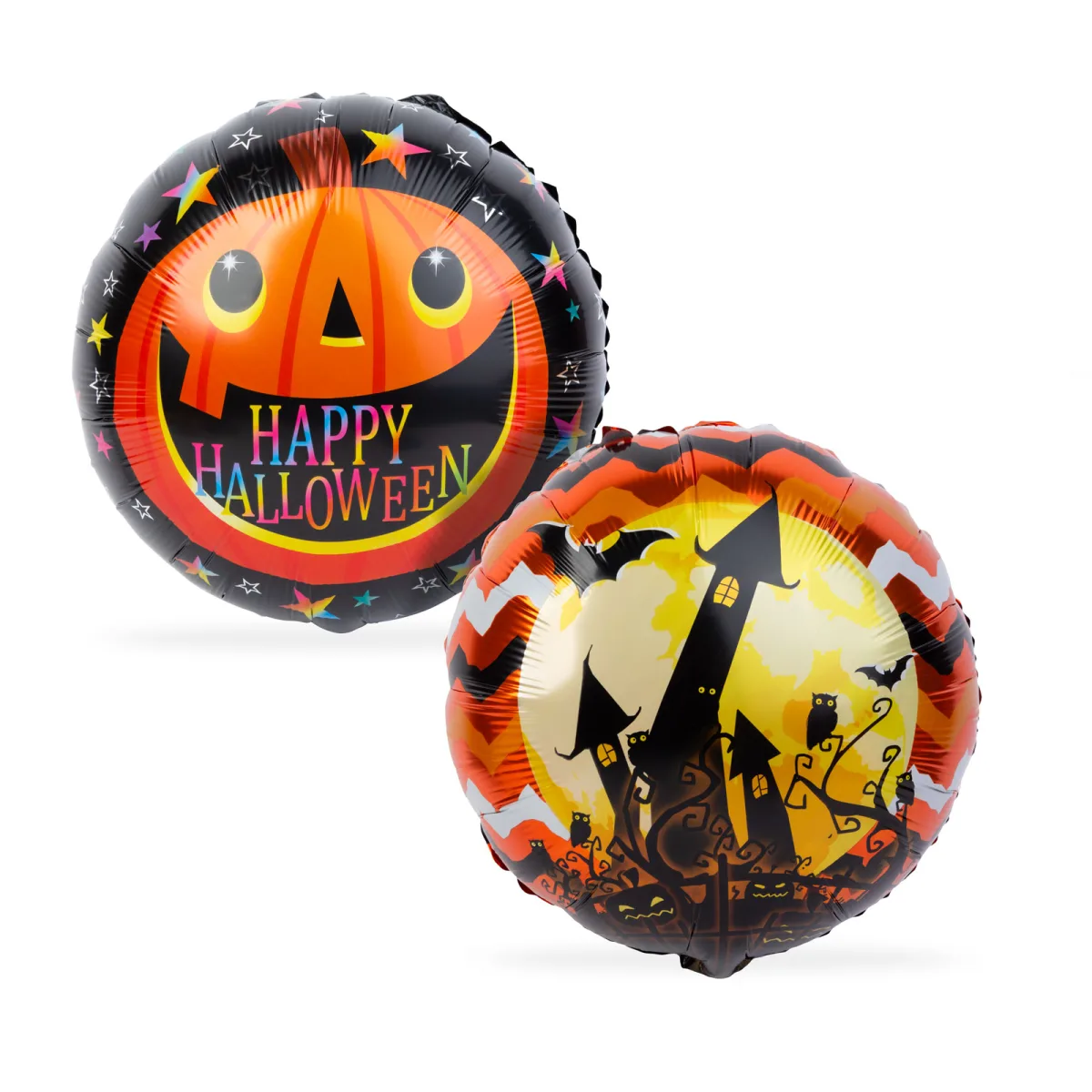 Set baloane Halloween folie dovleac si castel, 2 buc, 45 cm, umplere aer sau heliu - imagine 2