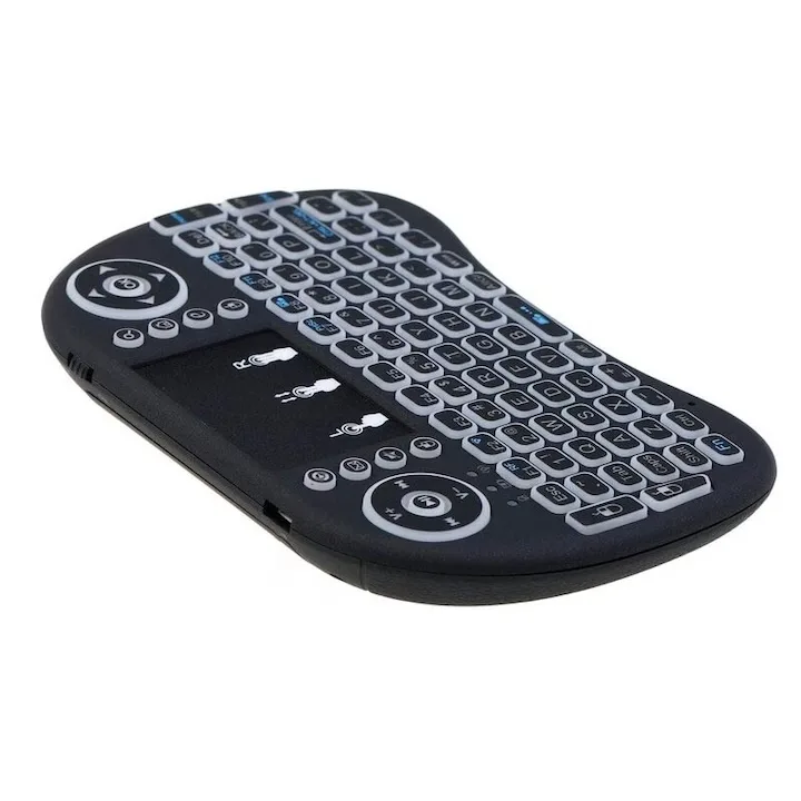 Tastatura Wireless Macvi® i8 RGB Air Mouse Touchpad Iluminata pentru Smart TV Android TV Box PC Laptop Reincarcabila - imagine 2