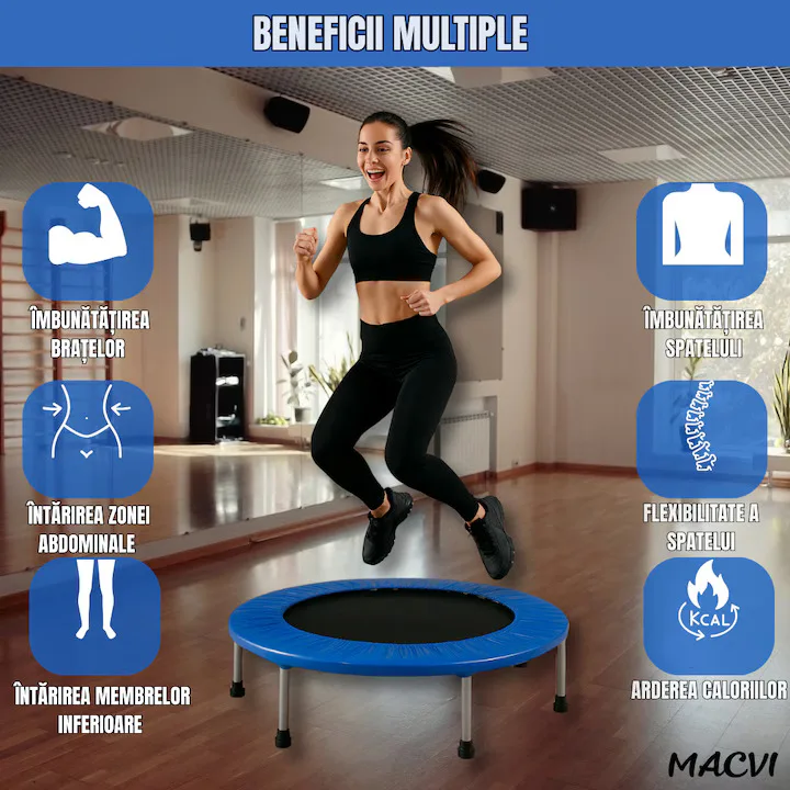 Trambulina Macvi®, 97 cm, ideala pentru copii si antrenamente fitness, 70 kg - imagine 2