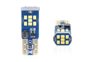 Set becuri auto cu LED CANBUS UltraBright compatibil T10 W5W 21 SMD Alb 12V/24V, destinat competitiilor auto sau off-road