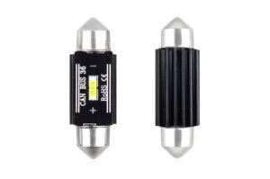 Set becuri auto cu LED CANBUS sofit compatibil C5W 1 SMD 36mm Alb 12/24V, destinat competitiilor auto sau off-road