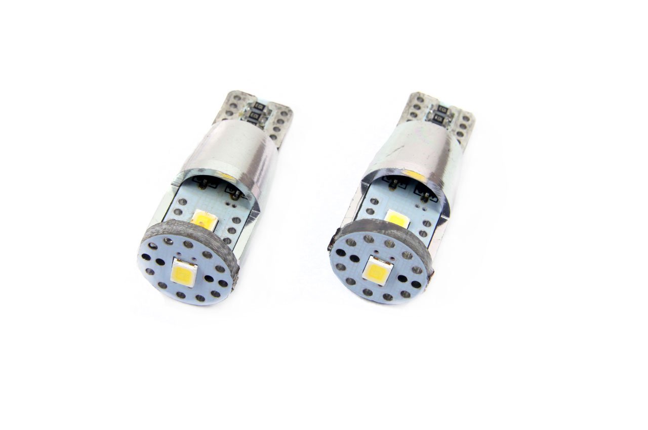 Set becuri auto cu LED CANBUS compatibil T10e W5W 3 SMD ALU Alb 12V/24V, destinat competitiilor auto sau off-road