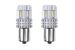 Set becuri auto cu LED CANBUS compatibil P21 R5W/R10W 22 SMD Alb 12V/24V, destinat competitiilor auto sau off-road