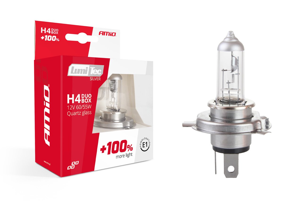 set becuri cu halogen h4 12v 60 / 55w lumitec silver + 100% duo box 1 Set becuri cu halogen H4 12V 60 / 55W LumiTec SILVER + 100% DUO BOX