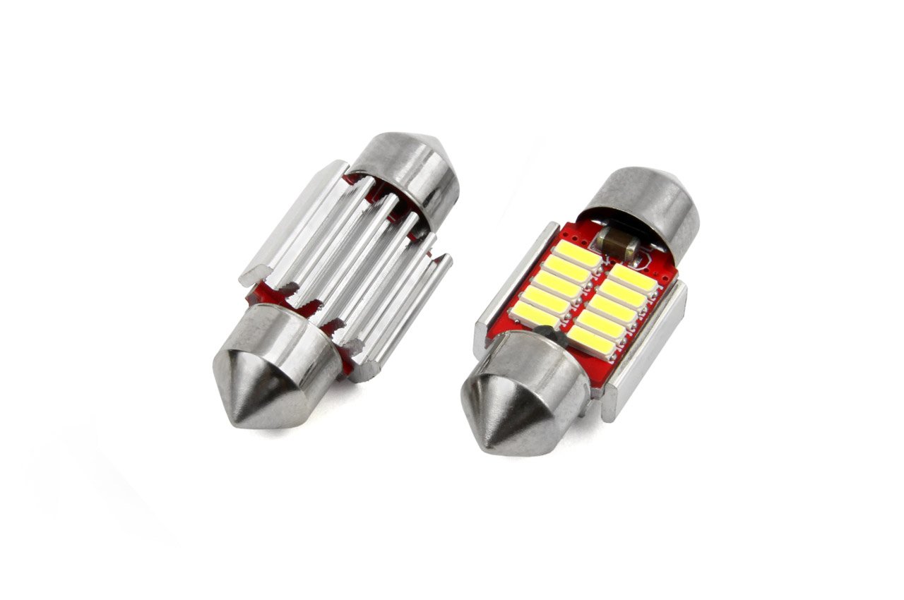 Set becuri auto cu LED CANBUS sofit compatibil C5W 10 SMD 31mm Alb 12/24V, destinat competitiilor auto sau off-road
