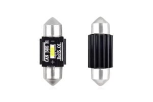 Set becuri auto cu LED CANBUS sofit compatibil C5W 1 SMD 31mm Alb 12/24V, destinat competitiilor auto sau off-road