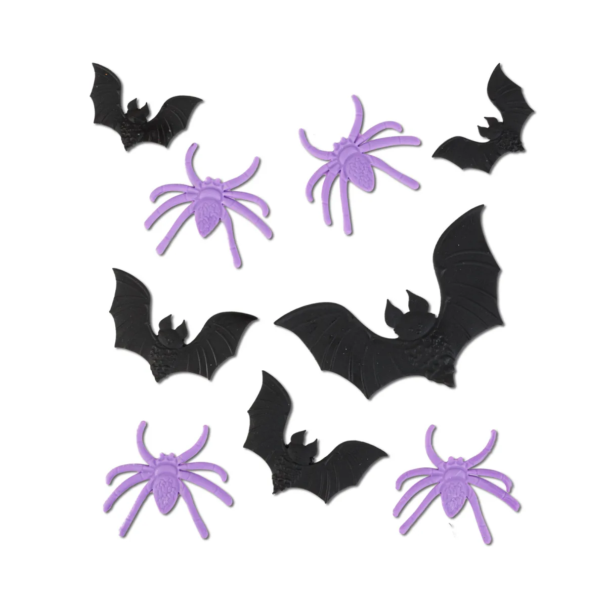Set 9 decoratiuni 3D Halloween pentru geam, lilieci si paianjeni, gel, 30 x 30 cm - imagine 2