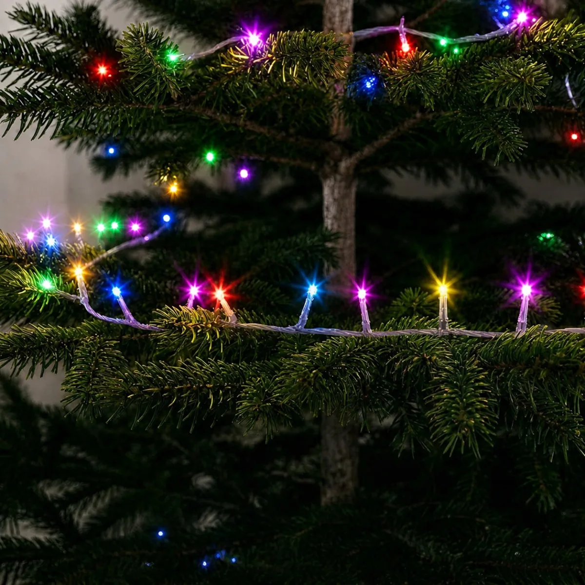 Instalatie de Craciun 20 m, 400 LED multicolor, 8 jocuri lumini, timer, IP44, cablu transparent - imagine 4