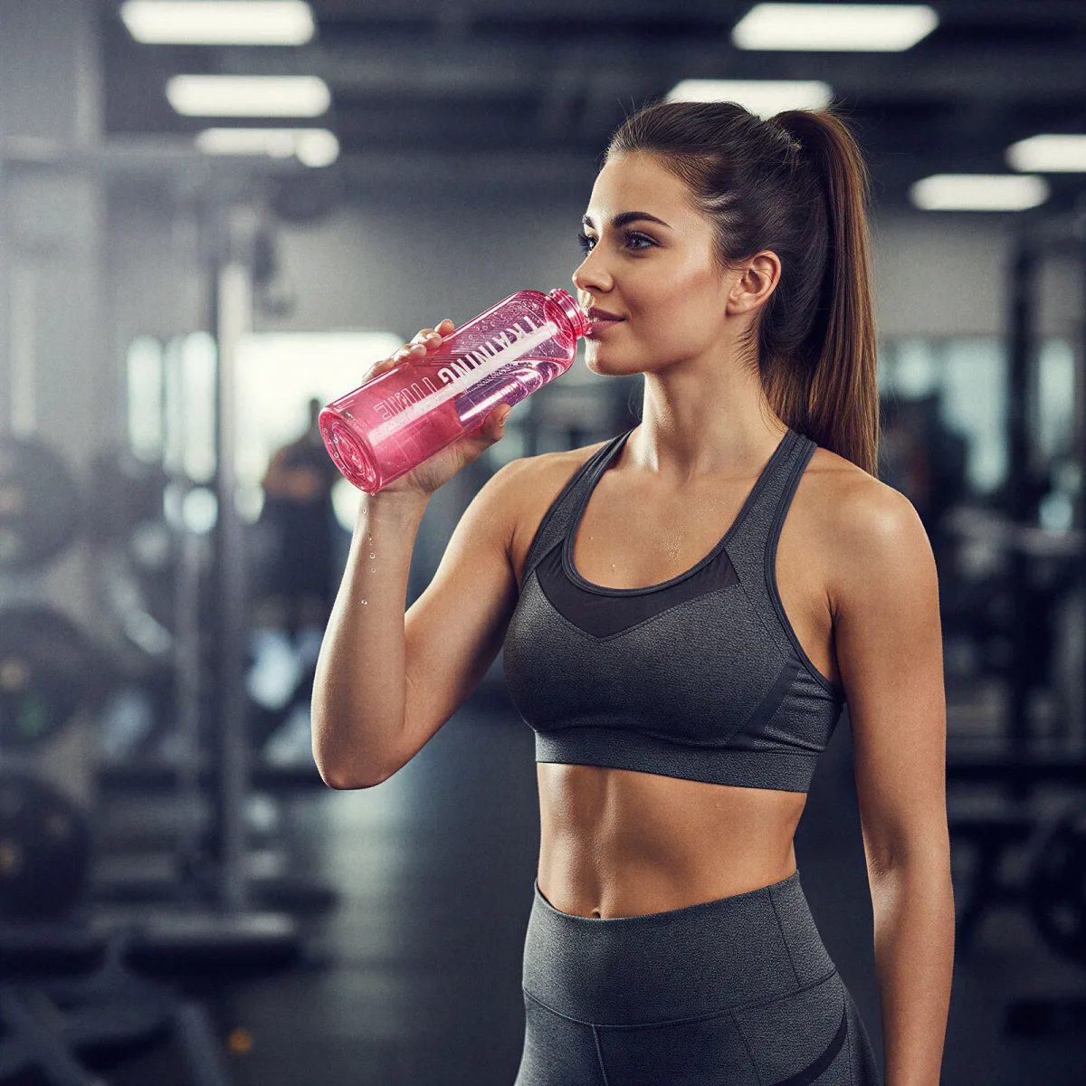 Bidon sport 550 ml, plastic transparent, 3 culori