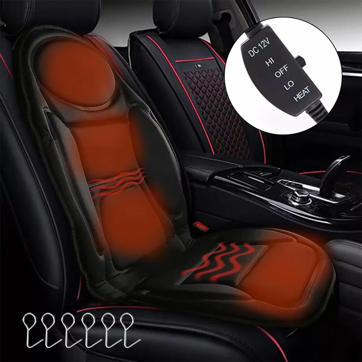 Husa masaj Macvi® scaun cu telecomanda control masaj talie si mijlocul coapsei 5 zone masaj 3 viteze alimentare auto 12V si priza 220V material poliester - imagine 4