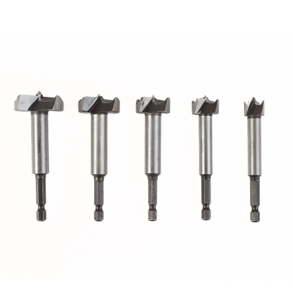Set 5 burghie Forstner pentru lemn, otel, 15 20 25 30 35 mm, lungime 90 mm, cutie
