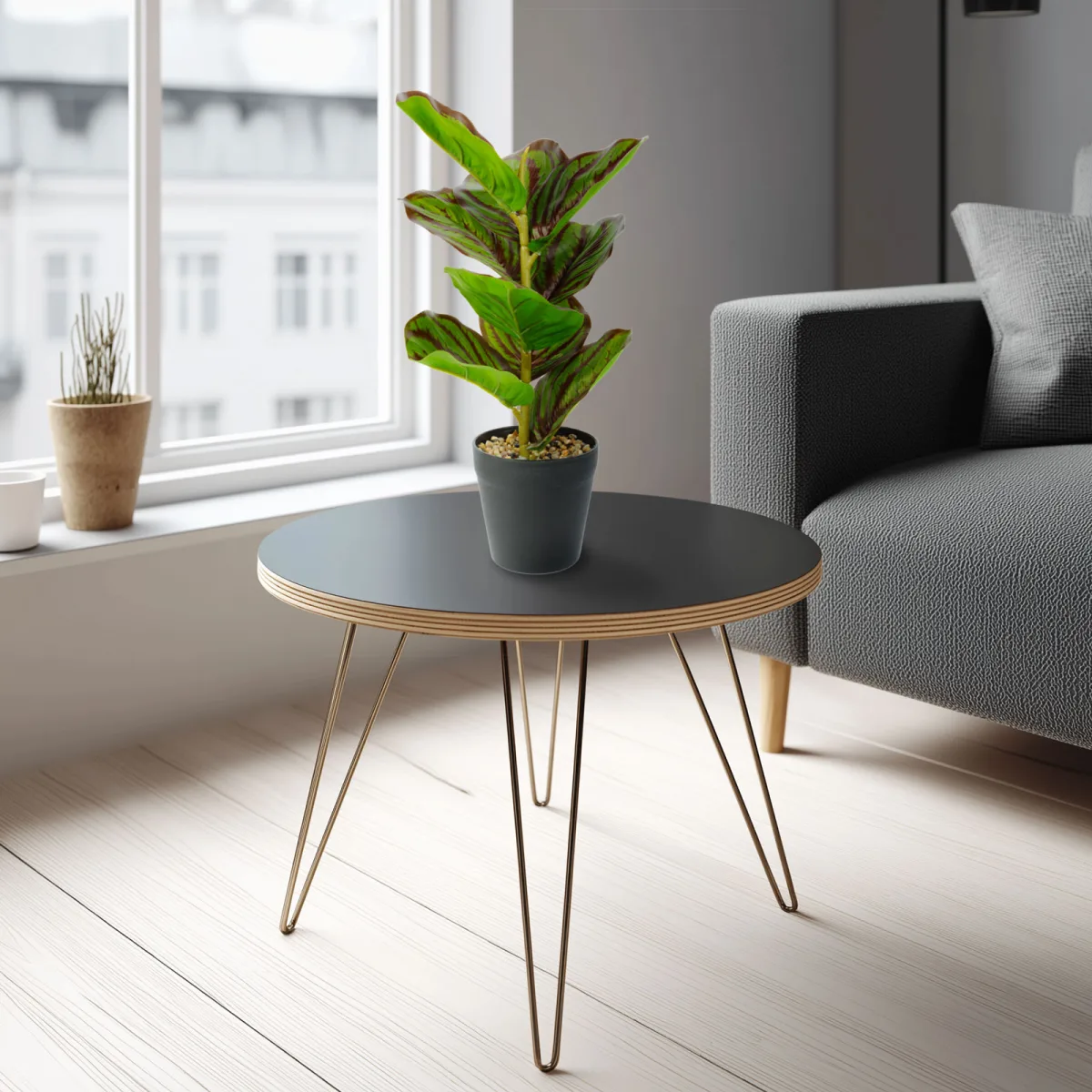 Planta artificiala frunze zebra 34 cm, verde negru, in ghiveci, decor casa birou modern