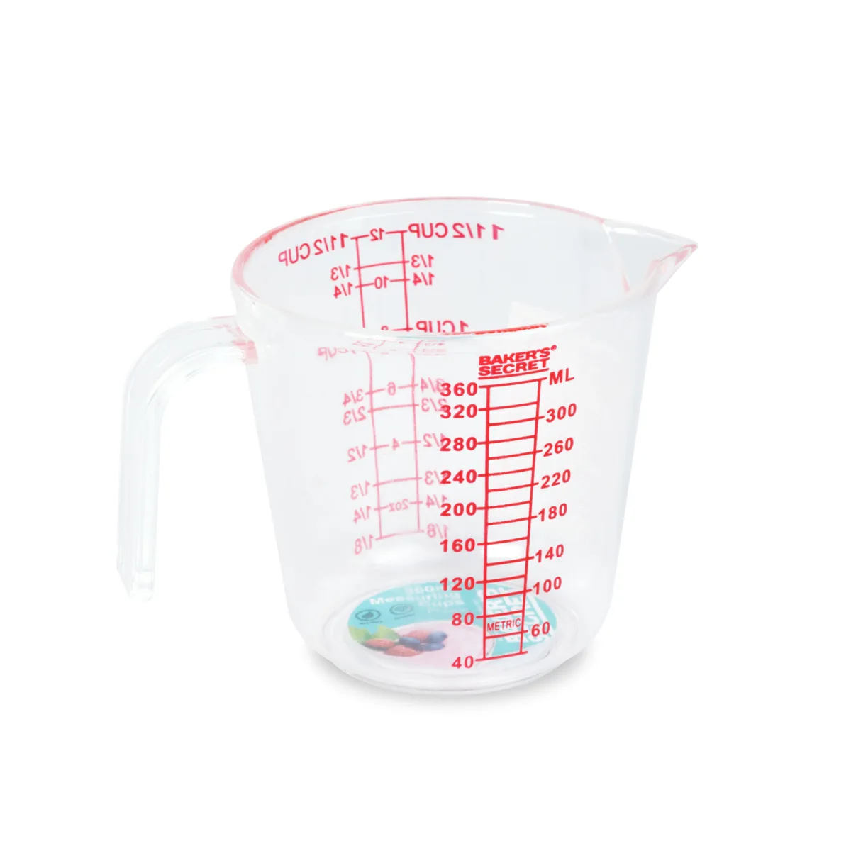 Cana gradata Baker's Secret 360 ml plastic transparent, recipient masurare cu gradatii ml oz cup