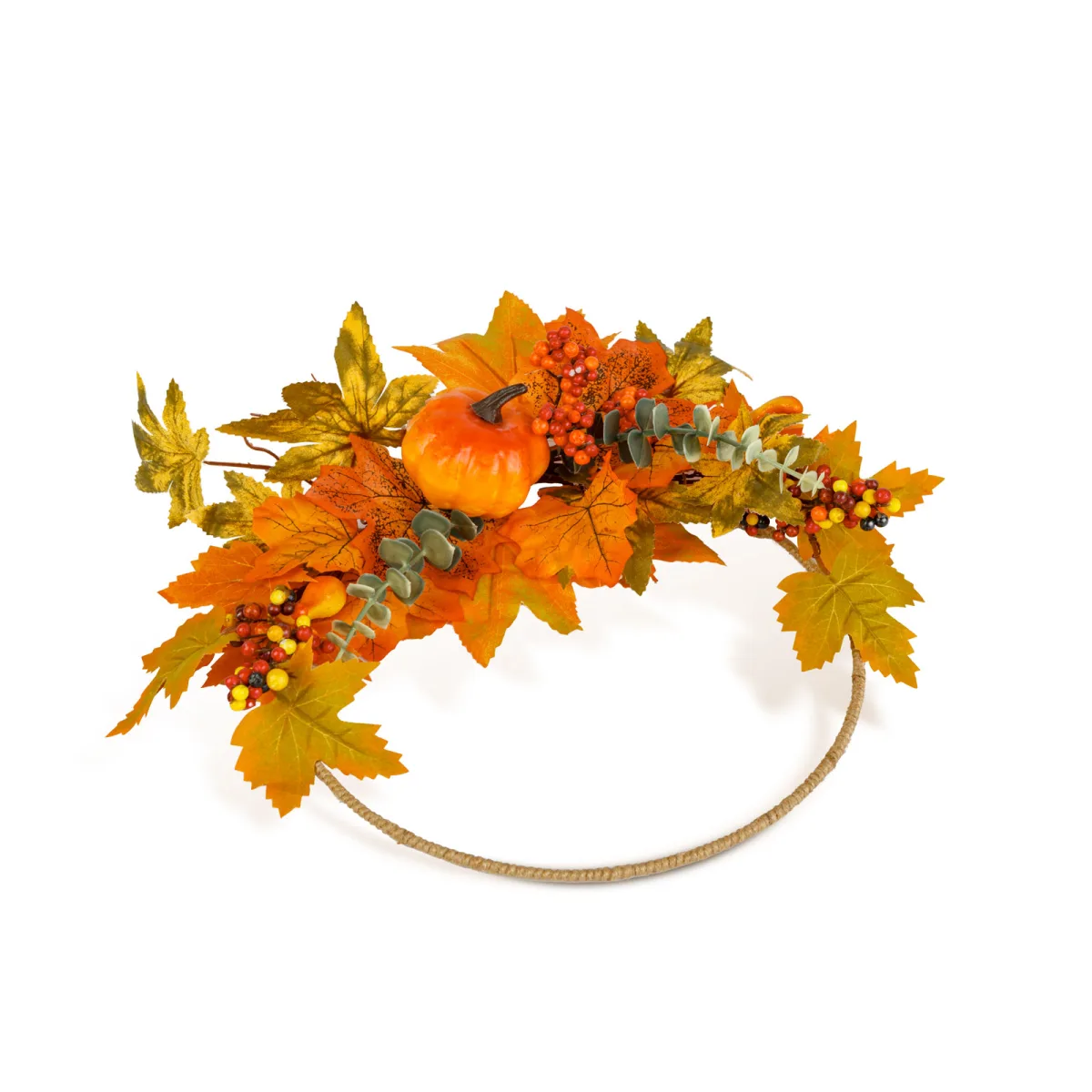 Coronita decorativa de toamna pentru usa, frunze conuri si fructe, 24 cm, 3 modele - imagine 4