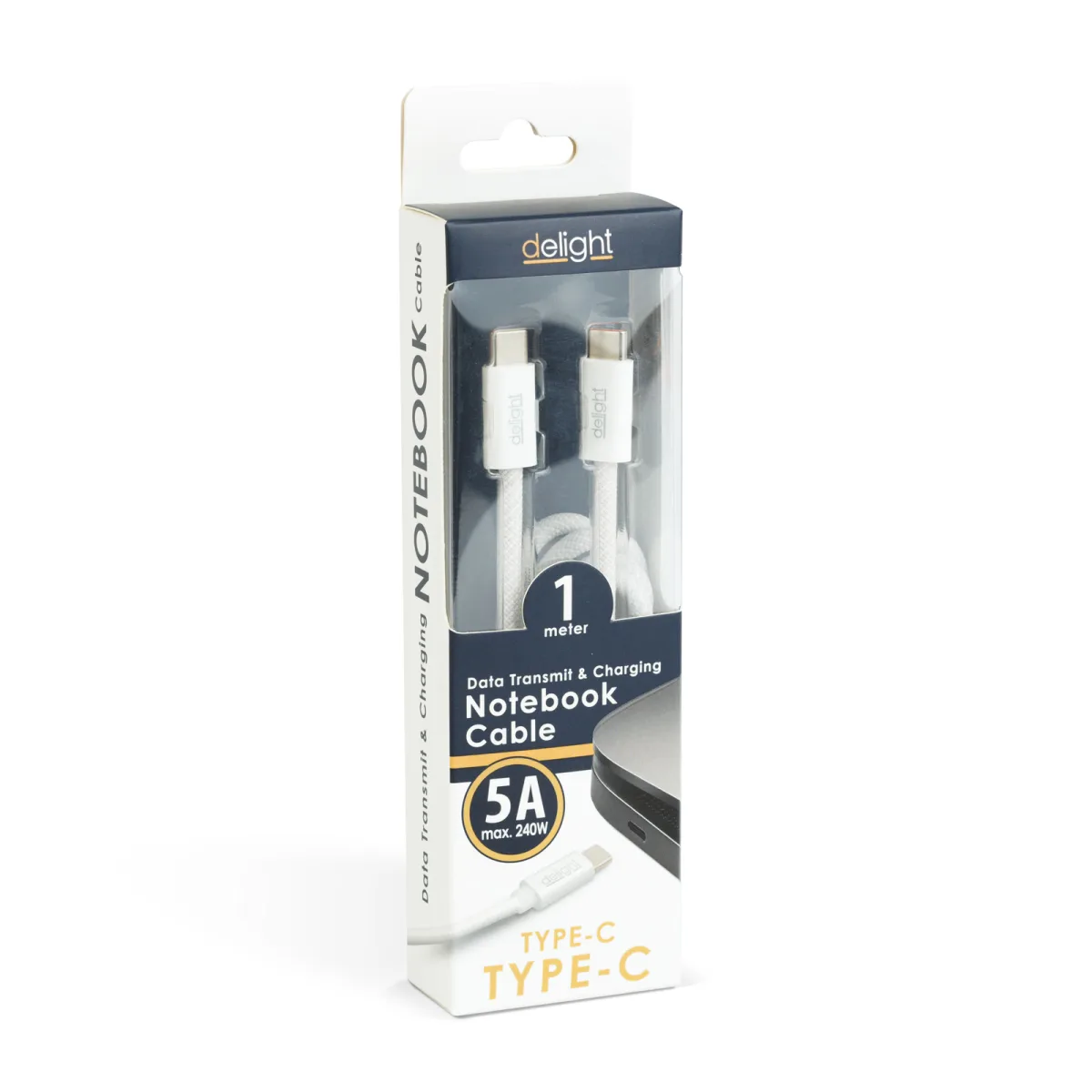 Cablu USB Type C la Type C 1m incarcare rapida 240W 5A si transfer date, textil alb - imagine 4