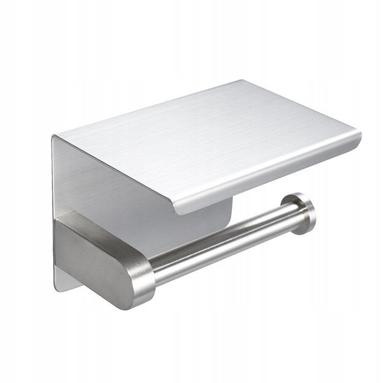 suport metalic pentru hartie igienica cu raft pentru telefon, finisaj crom 3 Suport metalic pentru hartie igienica cu raft pentru telefon, finisaj Crom - imagine 3