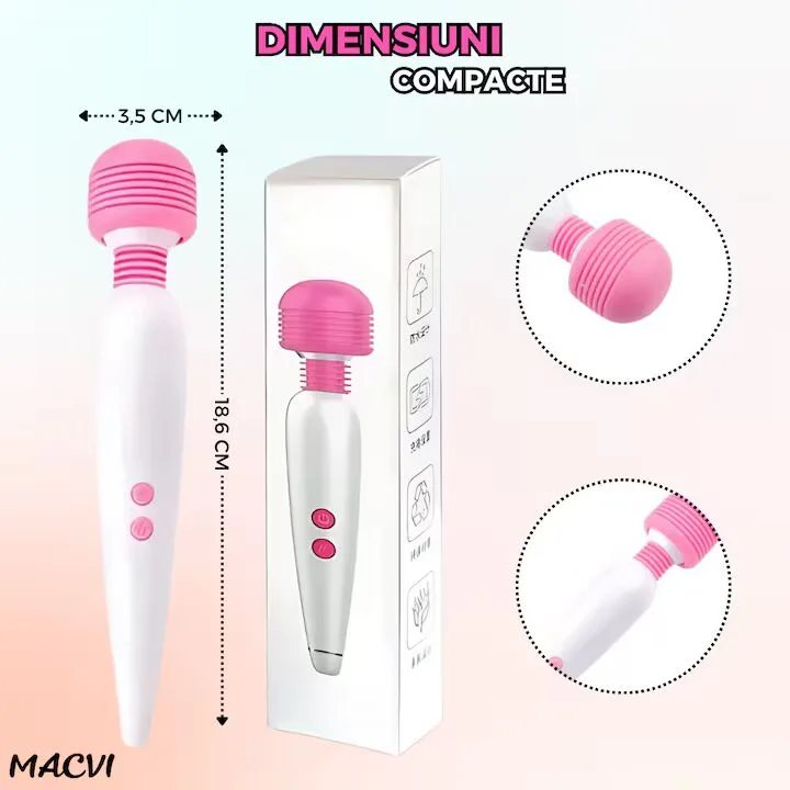 Vibrator Mini Macvi® Moduri Vibratie, Stimulare Punct G, Reincarcabil USB, Flexibil 360°, Alb-Roz - imagine 5