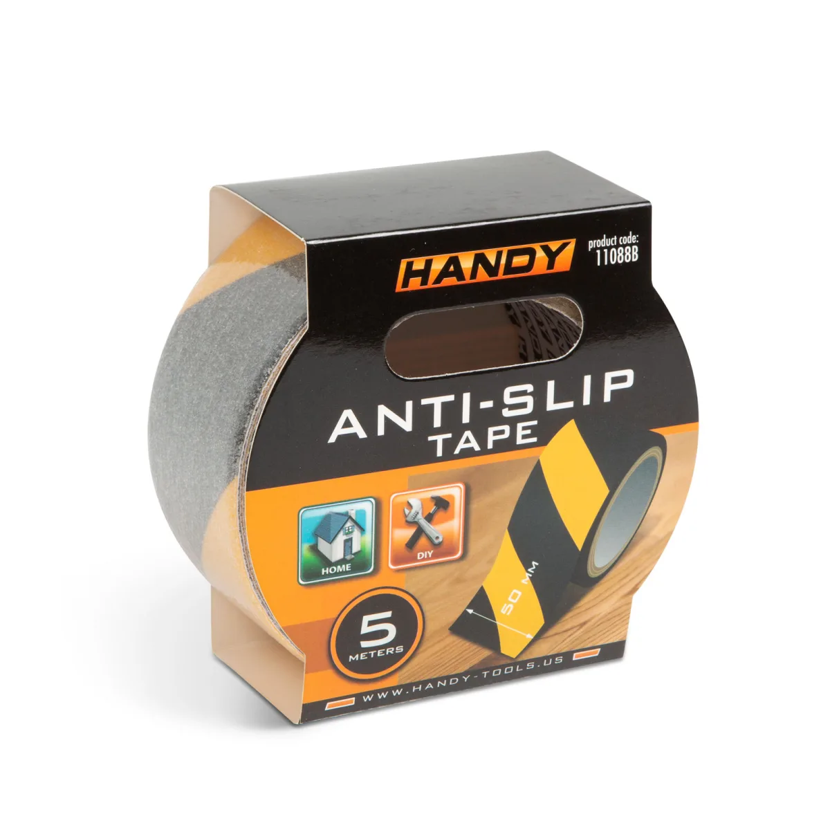 Banda adeziva antiderapanta galben negru 5 m x 50 mm, banda siguranta trepte si rampe, suprafata abraziva - imagine 4