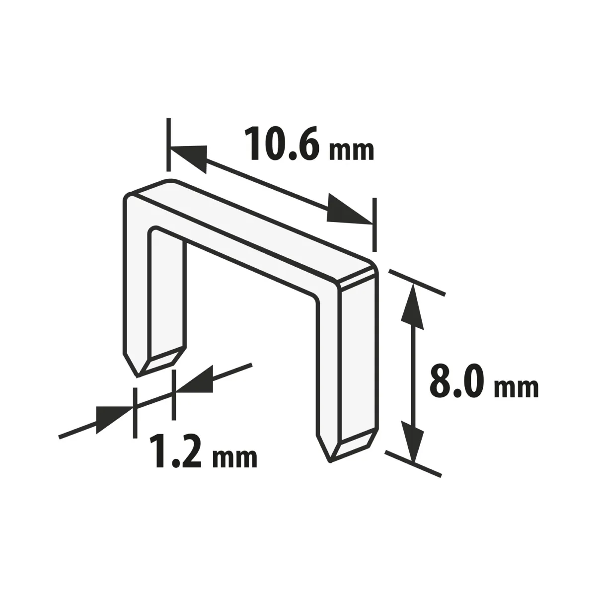 Capse Metalice Tip U pentru Capsator, 1.2 x 10.6 x 8 mm, Set 1000 Buc - imagine 2